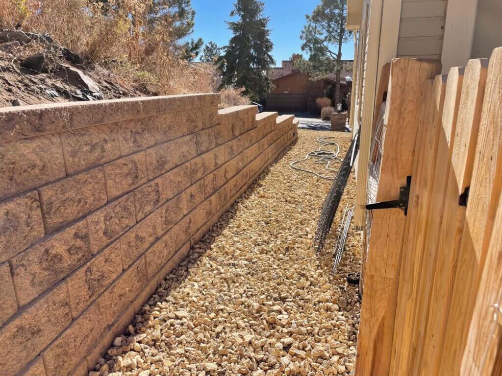xeriscaping with retaining wall
