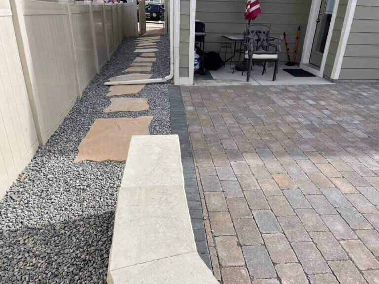 patio with retaining wall