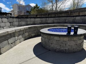 fire pit sitting area cement patio Colorado