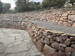 flagstone patio rock retaining wall Colorado