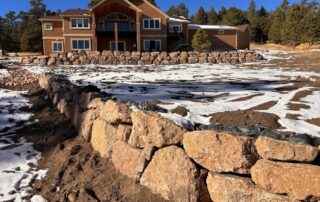 rock wall new build Colorado hardscaping