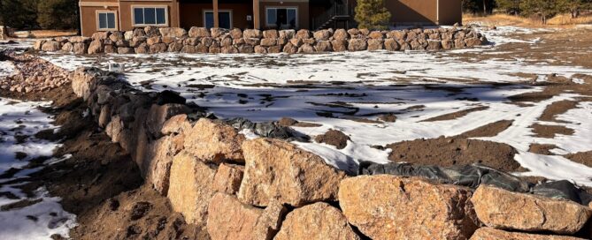 rock wall new build Colorado hardscaping