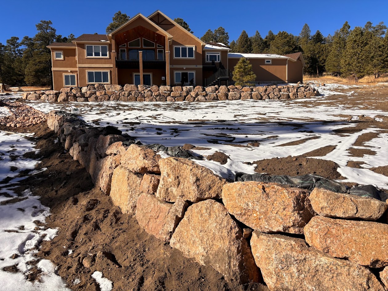 rock wall new build Colorado hardscaping