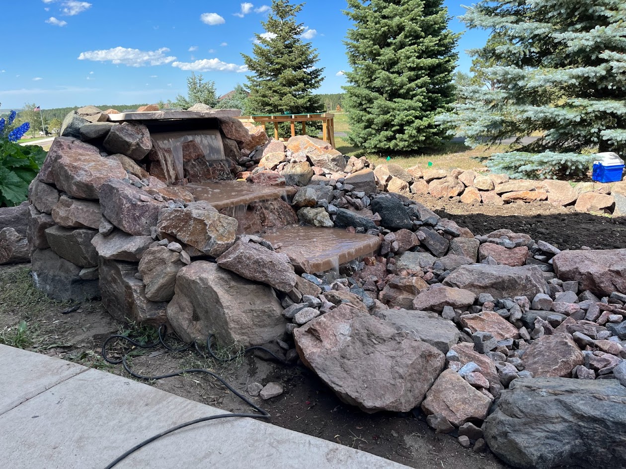 waterfall new build Colorado landscaping