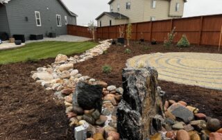 xeriscaping water feature labyrinth mulch Colorado